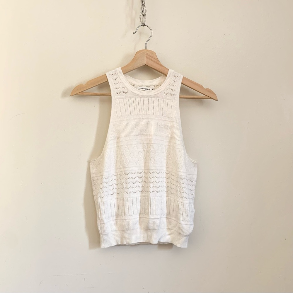 Abercrombie & Fitch White Sleeveless Knit Crop Top Medium